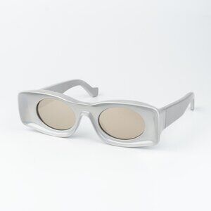 Loewe Paula's Ibiza Women Sunglasses Metallic Gold Mirror Rectangle LW40033I 24C